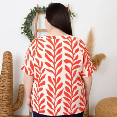 Z753- Blouse Curvy Manches courtes (T54-T58) - rouge - 58