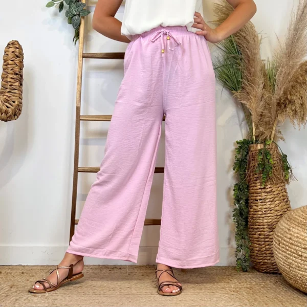 L761- Pantalon fluide (TU) - rose-bebe - taille-unique