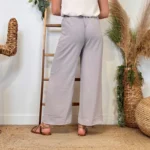 Pantalon large fluide femme crêpé « Tendance » - gris-clair - taille-unique