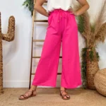 Pantalon large fluide femme crêpé « Tendance » - fuchsia - taille-unique