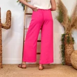 Pantalon large fluide femme crêpé « Tendance » - fuchsia - taille-unique