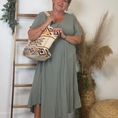 Z159- Robe longue Fluide 🇮🇹 - kaki - taille-unique-grande-taille