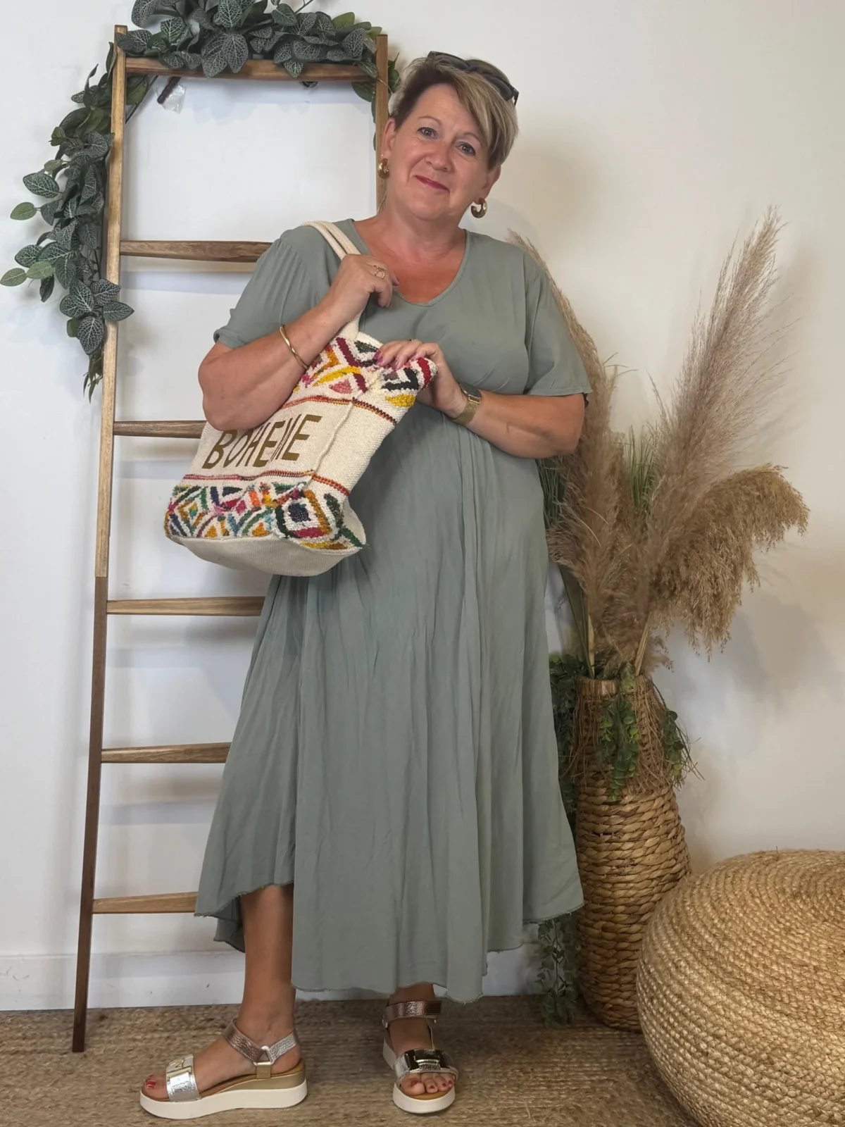 Z159- Robe longue Fluide 🇮🇹 - kaki - taille-unique-grande-taille