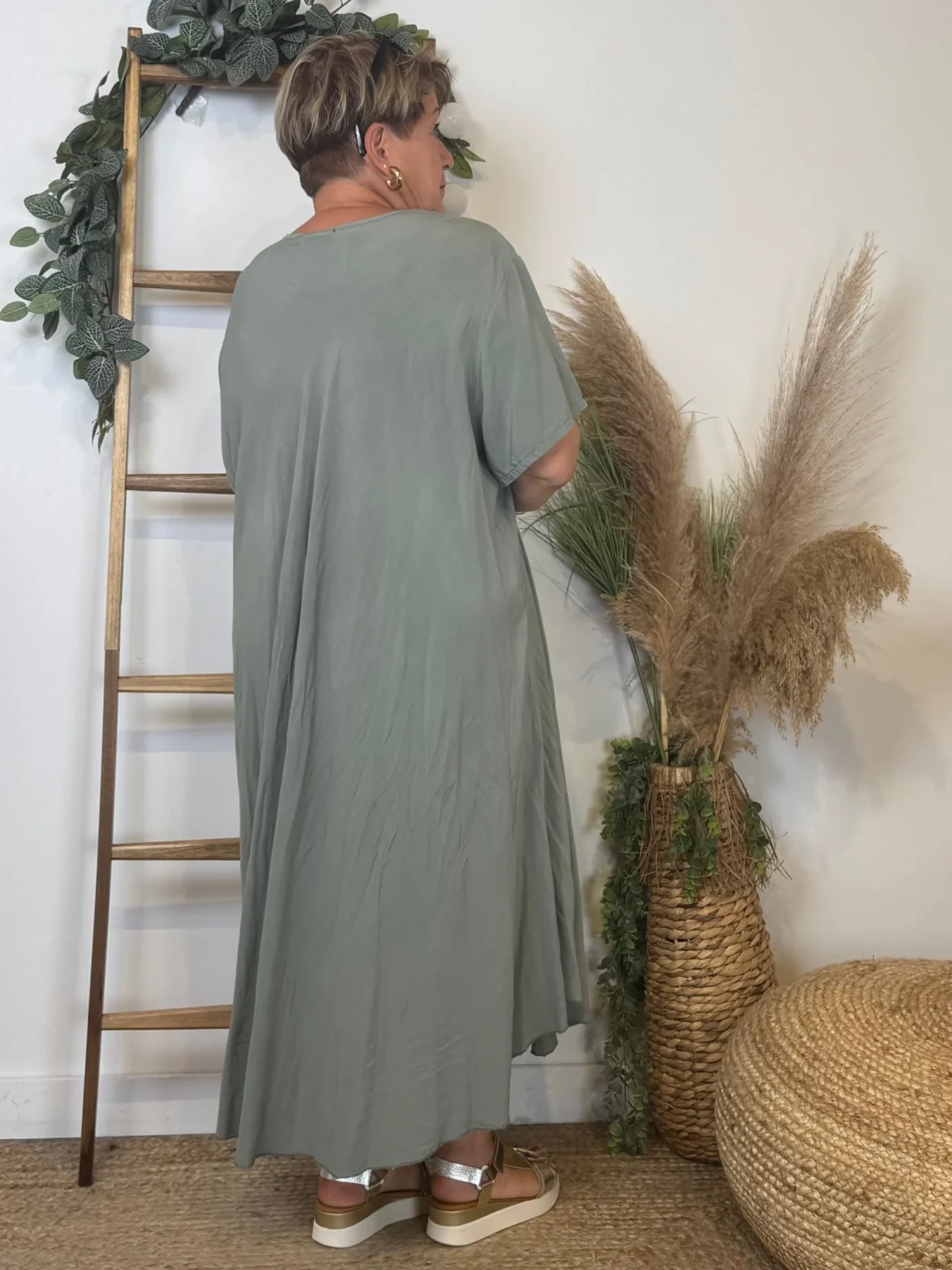 Z159- Robe longue Fluide 🇮🇹 - kaki - taille-unique-grande-taille