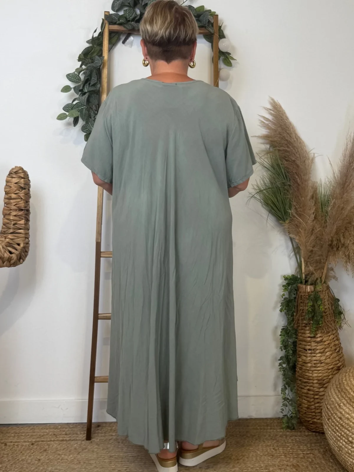 Z159- Robe longue Fluide 🇮🇹 - kaki - taille-unique-grande-taille