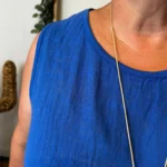 Débardeur coton et collier fantaisie - bleu-royal - taille-unique-grande-taille
