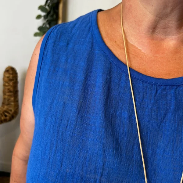 Z166- Debardeur coton (Gt) - bleu-royal - taille-unique-grande-taille