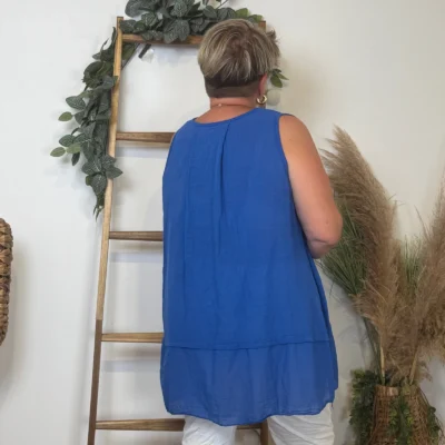 Z166- Debardeur coton (Gt) - bleu-royal - taille-unique-grande-taille