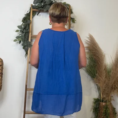 Z166- Debardeur coton (Gt) - bleu-royal - taille-unique-grande-taille
