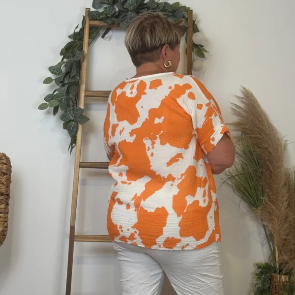 Z340- Tunique Tachetée (Tu) 🇮🇹 - orange - taille-unique-grande-taille