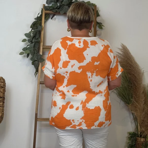 Z340- Tunique Tachetée (Tu) 🇮🇹 - orange - taille-unique-grande-taille