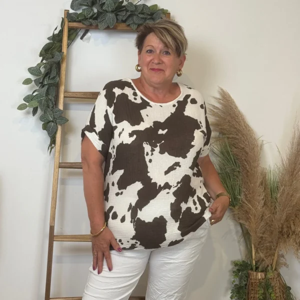 Z340- Tunique Tachetée (Tu) 🇮🇹 - marron - taille-unique-grande-taille