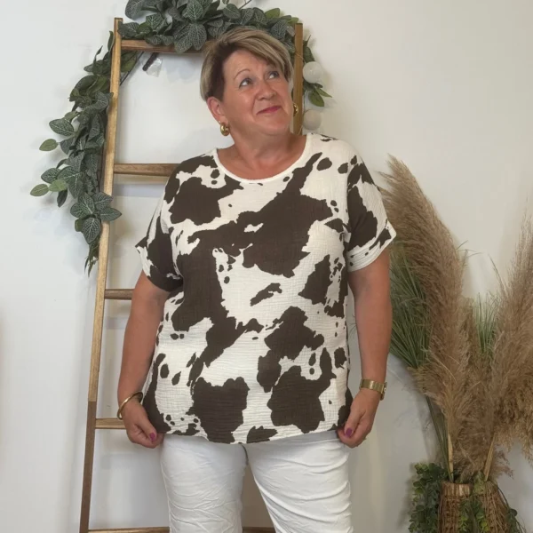 Z340- Tunique Tachetée (Tu) 🇮🇹 - marron - taille-unique-grande-taille