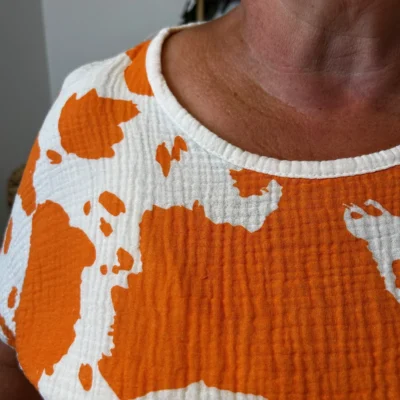 Z340- Tunique Tachetée (Tu) 🇮🇹 - orange - taille-unique-grande-taille