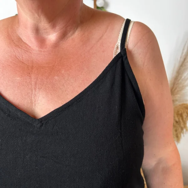 K233- Débardeur Maëlle dos brodé (T40-T48) - noir - 48