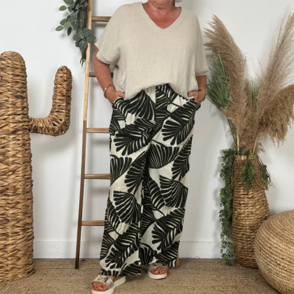 L762- pantalon “Z-one” fougères" (T40-T48) - noir - 48