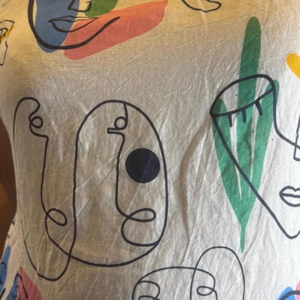 k271- Robe imprimée en Lin (T36-T44) - blanc - 46