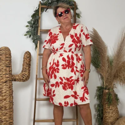 K141 - Robe courte « Coton » Maëlle (T40-T48) - blanc - 48