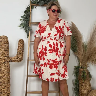 K141 - Robe courte « Coton » Maëlle (T40-T48) - blanc - 48