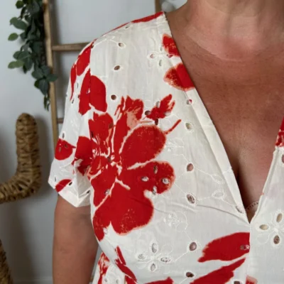 K141 - Robe courte « Coton » Maëlle (T40-T48) - blanc - 48