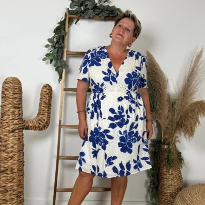 K141 - Robe courte « Coton » Maëlle (T40-T48) - blanc - 48