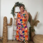 L228- Robe Patchs (T34/36- T38/40) - orange-violet - 48