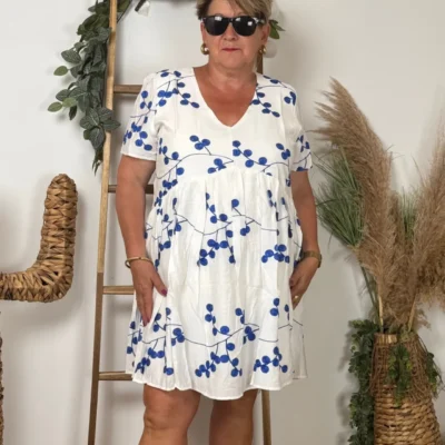 K283- Robe Maëlle "Baies" (T40-T48) - blanc - 48