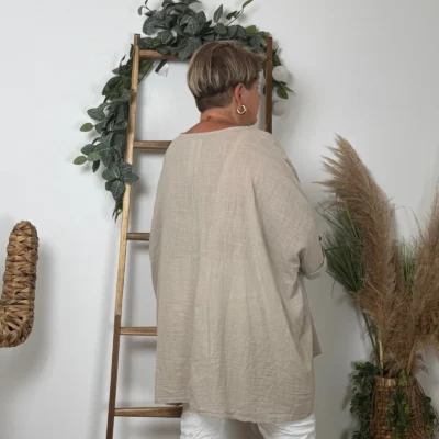 Z309- Tunique Coton Curvy 🇮🇹 - beige - taille-unique-grande-taille