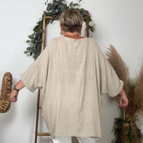 Z309- Tunique Coton Curvy 🇮🇹 - beige - taille-unique-grande-taille