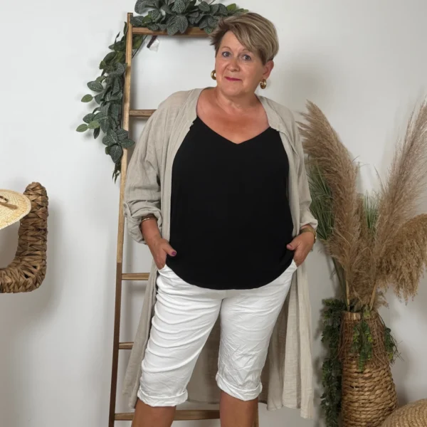 Z305- Chemise Coton Curvy 🇮🇹 - beige - taille-unique-grande-taille