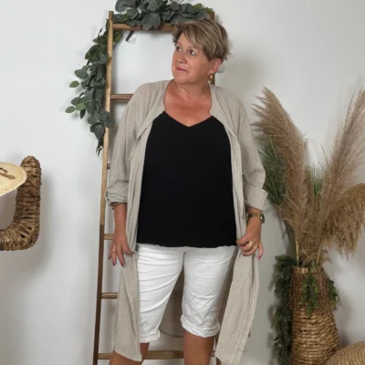 Z305- Chemise Coton Curvy 🇮🇹 - beige - taille-unique-grande-taille