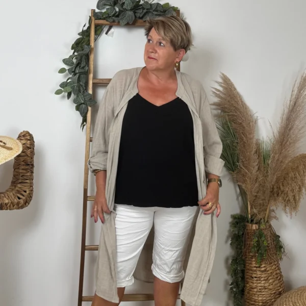 Z305- Chemise Coton Curvy 🇮🇹 - beige - taille-unique-grande-taille