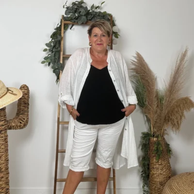 Z305- Chemise Coton Curvy 🇮🇹 - blanc - taille-unique-grande-taille