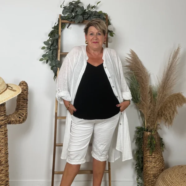 Z305- Chemise Coton Curvy 🇮🇹 - blanc - taille-unique-grande-taille