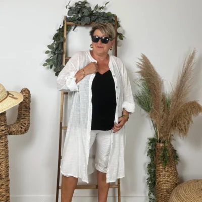 Z305- Chemise Coton Curvy 🇮🇹 - blanc - taille-unique-grande-taille