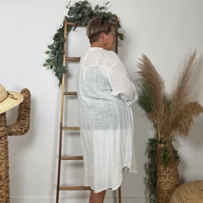 Z305- Chemise Coton Curvy 🇮🇹 - blanc - taille-unique-grande-taille