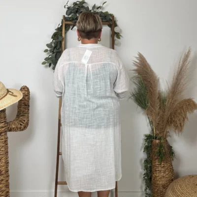 Z305- Chemise Coton Curvy 🇮🇹 - blanc - taille-unique-grande-taille