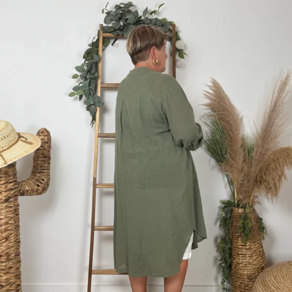 Z305- Chemise Coton Curvy 🇮🇹 - kaki - taille-unique-grande-taille