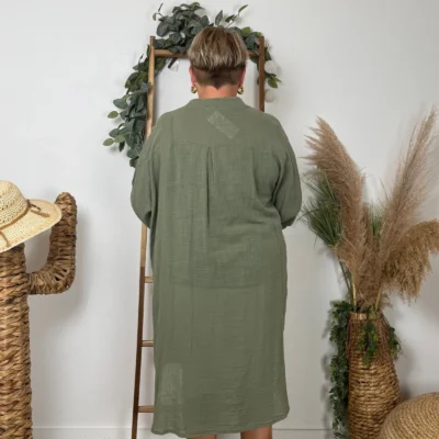 Z305- Chemise Coton Curvy 🇮🇹 - kaki - taille-unique-grande-taille