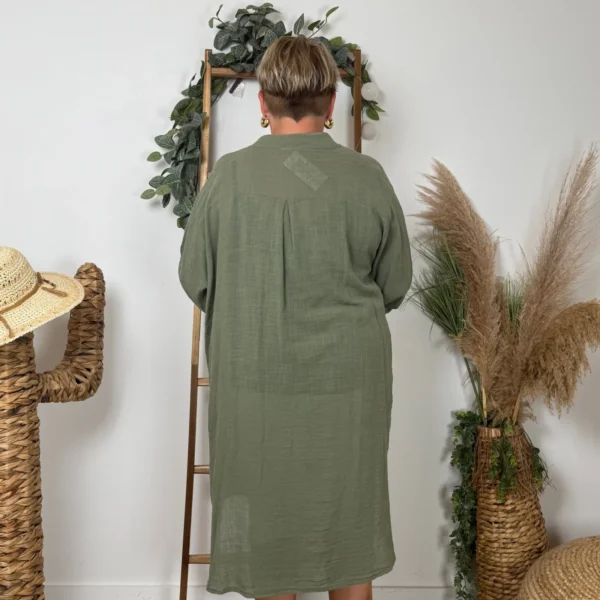 Z305- Chemise Coton Curvy 🇮🇹 - kaki - taille-unique-grande-taille