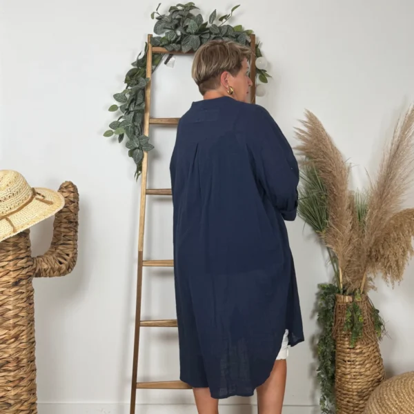 Z305- Chemise Coton Curvy 🇮🇹 - marine - taille-unique-grande-taille