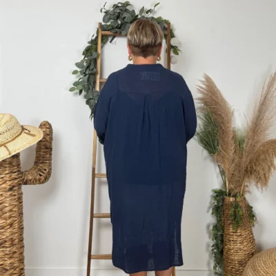 Z305- Chemise Coton Curvy 🇮🇹 - marine - taille-unique-grande-taille