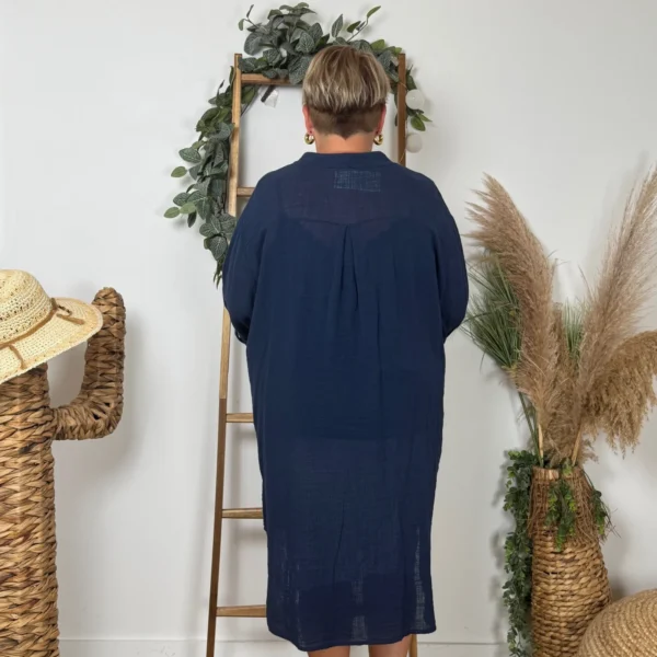 Z305- Chemise Coton Curvy 🇮🇹 - marine - taille-unique-grande-taille