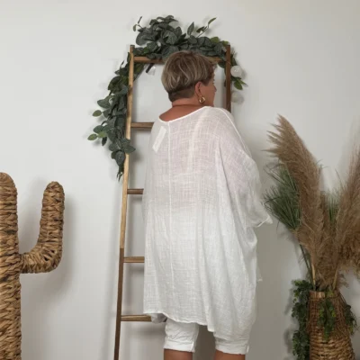 Z309- Tunique Coton Curvy 🇮🇹 - blanc - taille-unique-grande-taille