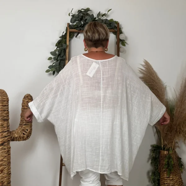 Z309- Tunique Coton Curvy 🇮🇹 - blanc - taille-unique-grande-taille