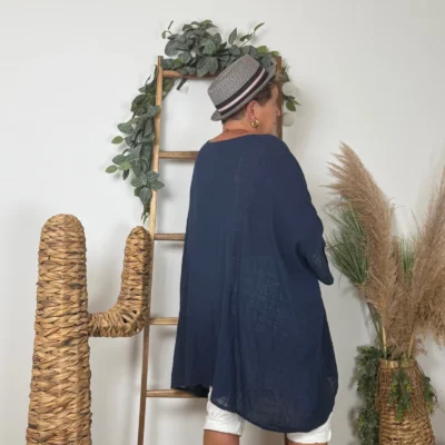 Z309- Tunique Coton Curvy 🇮🇹 - marine - taille-unique-grande-taille