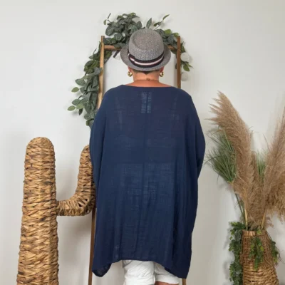 Z309- Tunique Coton Curvy 🇮🇹 - marine - taille-unique-grande-taille