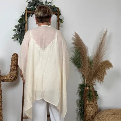 Z304- Veste de plage Bohême - beige - taille-unique-grande-taille