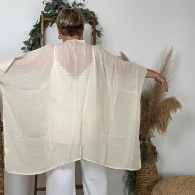 Z304- Veste de plage Bohême - beige - taille-unique-grande-taille