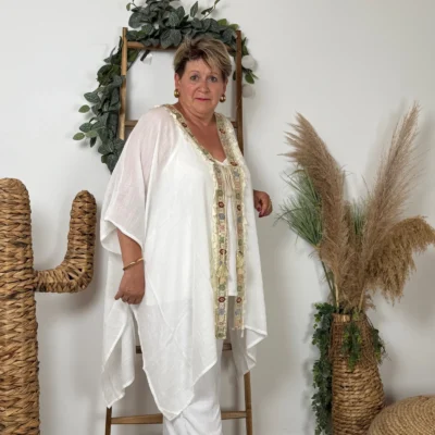 Z304- Veste de plage Bohême - blanc - taille-unique-grande-taille